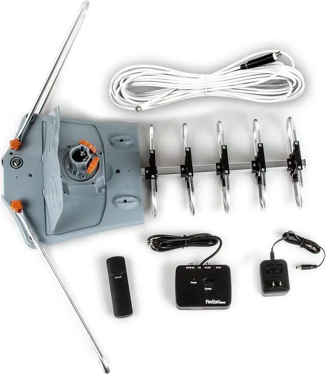 Alt view image 4 of 7 - Five Star Outdoor 150 Mile Motorized 360 Degree Rotation OTA Amplified HDTV Antenna for 2 TVs Support - UHF/VHF/1080P Channels Wireless Remote Control - 40 FT RG6 Coax Cable, Welcome to consult
