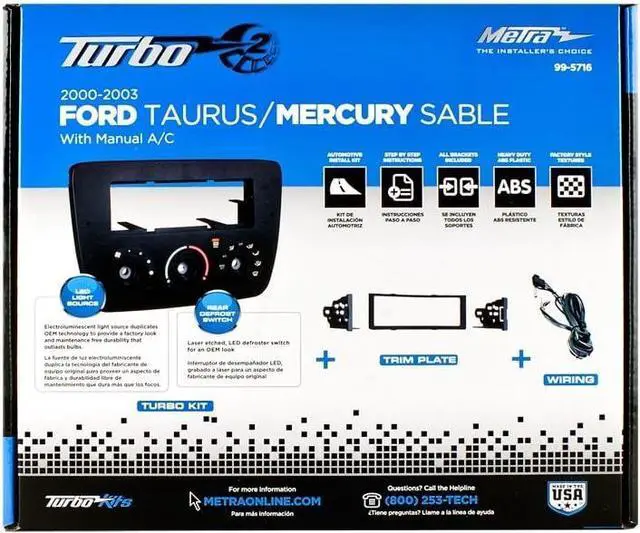 Alt view image 2 of 2 - Electronics 99-5716 Dash Kit for Taurus/Sable 00-03 Kit with Harness