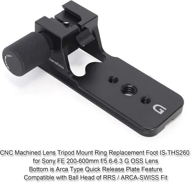 Alt view image 2 of 7 - Lens Collar Stand Replacement Foot Tripod Mount Ring Base Compatible with Sony FE 200-600mm f/5.6-6.3 G OSS Lens SEL200600G, Lens Support Holder with Arca-Swiss Fit Quick Release Plate Dovetail Groove