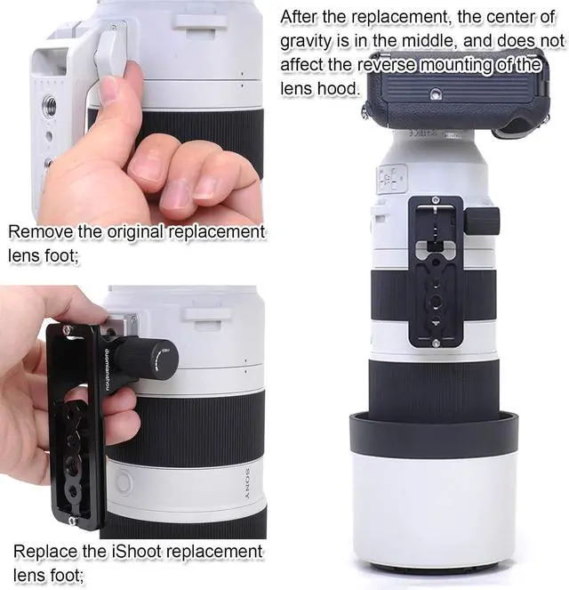 Alt view image 5 of 7 - Lens Collar Stand Replacement Foot Tripod Mount Ring Base Compatible with Sony FE 200-600mm f/5.6-6.3 G OSS Lens SEL200600G, Lens Support Holder with Arca-Swiss Fit Quick Release Plate Dovetail Groove