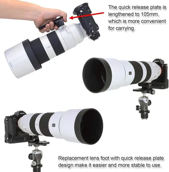 Alt view image 7 of 7 - Lens Collar Stand Replacement Foot Tripod Mount Ring Base Compatible with Sony FE 200-600mm f/5.6-6.3 G OSS Lens SEL200600G, Lens Support Holder with Arca-Swiss Fit Quick Release Plate Dovetail Groove