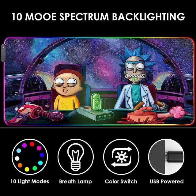 Alt view image 3 of 6 - RGB Mouse Pad LED Light Gaming Mouse Pad with Rubber Base Colorful Computer Carpet Desk Mat for PC Laptop (35.4 * 15.7 inch) (90x40rgfeidie)