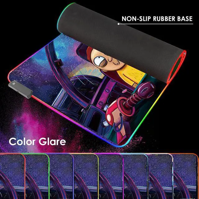 Alt view image 5 of 6 - RGB Mouse Pad LED Light Gaming Mouse Pad with Rubber Base Colorful Computer Carpet Desk Mat for PC Laptop (35.4 * 15.7 inch) (90x40rgfeidie)