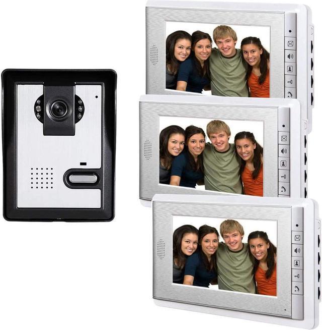 AMOCAM Wired Video Intercom Doorbell System, 3PCS 7-Inches LCD