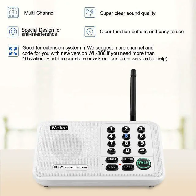 Alt view image 2 of 7 - Intercoms Wireless for Home 5280 Feet Range 10 Channel 3 Code, Wireless Intercom System for Home House Business Office, Room to Room Intercom, Home Communication System (3 Packs, White)