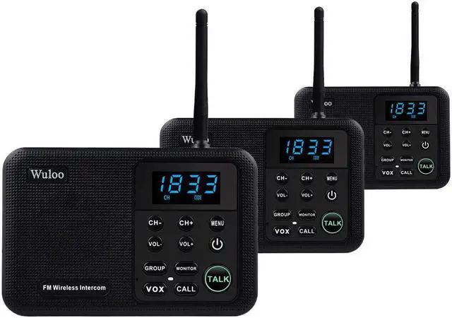 Main image of Intercoms Wireless for Home 1 Mile Range 22 Channel 100 Digital Code Display Screen, Wireless Intercom System for Home House Business Office, Room to Room Intercom Communication(3Stations Black)