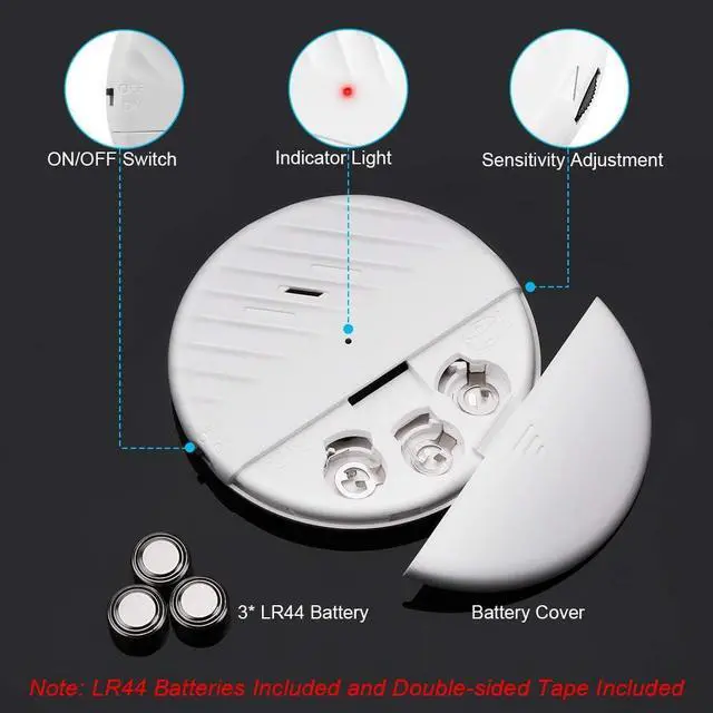Alt view image 4 of 7 - Glass Break Sensor Alarm 125dB Ultra-Slim Wireless Glass Break Detector Window Alarm Vibration Sensor for Home Window and Door Security (8)