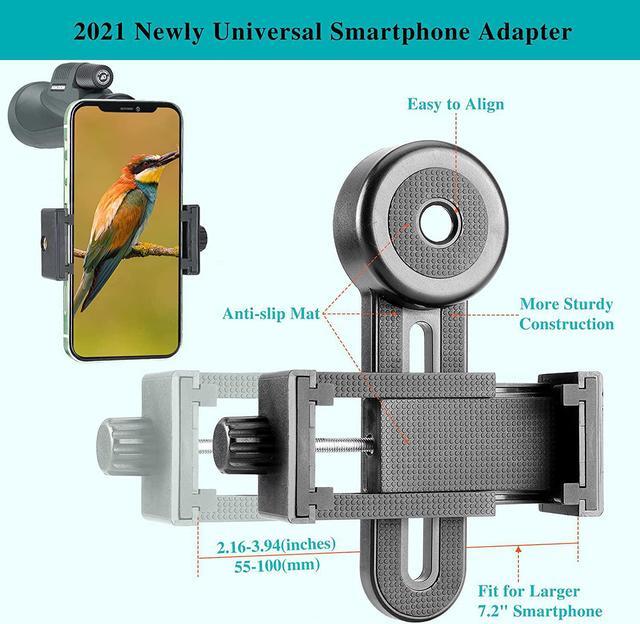 Alt view image 4 of 7 - 12x56 HD Monocular Telescope with Smartphone Adapter, Upgraded Tripod, Hand Strap - High Power Monocular with Clear Low Light Vision for Star Watching - Lightweight Monocular for Bird Watching Hunting