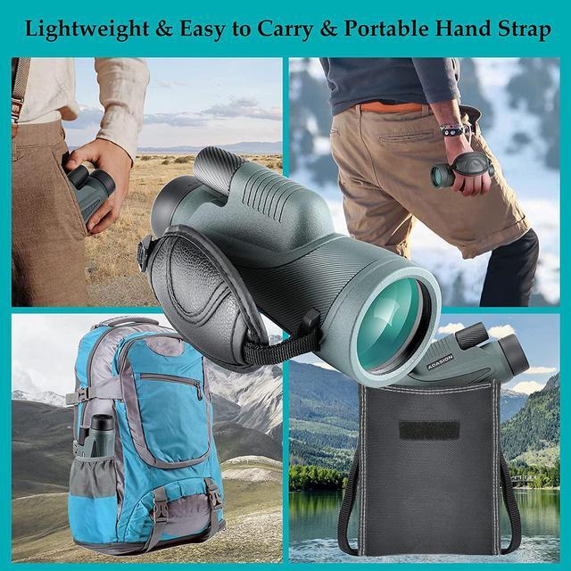 Alt view image 6 of 7 - 12x56 HD Monocular Telescope with Smartphone Adapter, Upgraded Tripod, Hand Strap - High Power Monocular with Clear Low Light Vision for Star Watching - Lightweight Monocular for Bird Watching Hunting