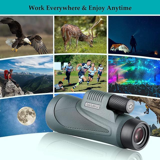 Alt view image 7 of 7 - 12x56 HD Monocular Telescope with Smartphone Adapter, Upgraded Tripod, Hand Strap - High Power Monocular with Clear Low Light Vision for Star Watching - Lightweight Monocular for Bird Watching Hunting