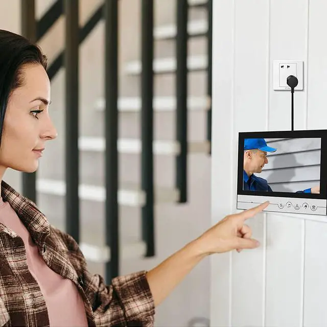 Alt view image 7 of 7 - 9inch Wired Video Intercom System with Camera and Monitor Doorbell,Doorbell Camera with Monitor Supports Unlocking,Monitoring,Dual-Way Intercom for Villa Home Office Apartment