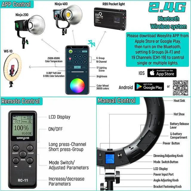 Alt view image 3 of 7 - 18 inch RGB Ring Light, App Control RGB Light Ring with Stand and Phone Holder/Remoter/Ipad Holder, Dimmable 2500K8500K CRI 95+ LED Circle Selfie Light for TikTok Selfie Liver Stream Makeup