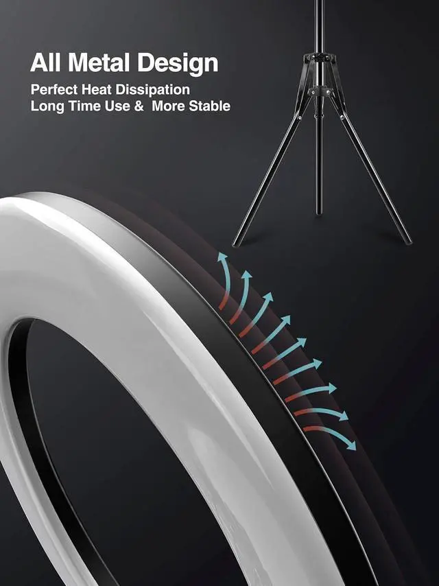 Alt view image 4 of 7 - Ring Light with Tripod Stand (72 Tall) & iPad/Phone Holder, Dimmable Selfie Circle LED Lights Ringlight for Video Recording, Conference, Makeup, Laptop, Computer, Webcam, YouTube