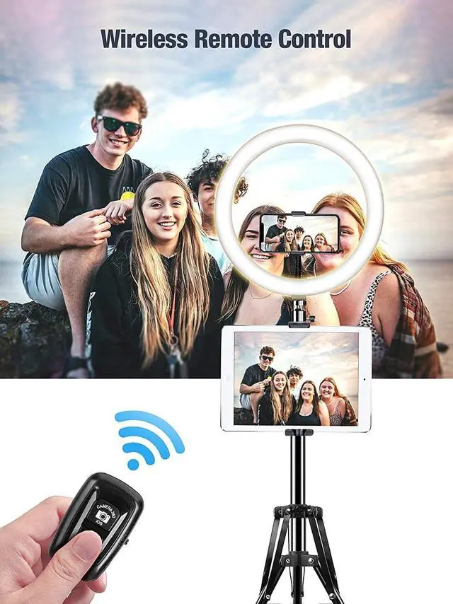 Alt view image 6 of 7 - Ring Light with Tripod Stand (72 Tall) & iPad/Phone Holder, Dimmable Selfie Circle LED Lights Ringlight for Video Recording, Conference, Makeup, Laptop, Computer, Webcam, YouTube