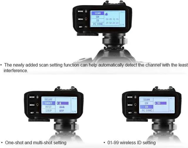 Alt view image 6 of 6 - X2T-O TTL Wireless Flash Trigger for Olympus Panasonic, Support 1/8000s HSS Function, 5 Dedicated Group Button and 3 Function Button for Quick Setting