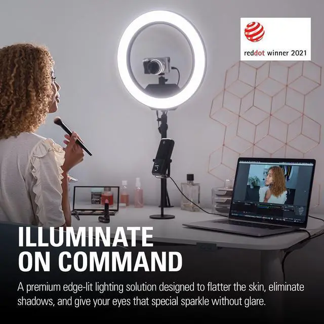Alt view image 2 of 7 - Elgato Ring Light - Premium 2500 lumens Light with desk clamp and ball mount for Streaming, TikTok, Instagram, Home Office, Temperature and Brightness app-adjustable on Mac, PC, iOS, Android