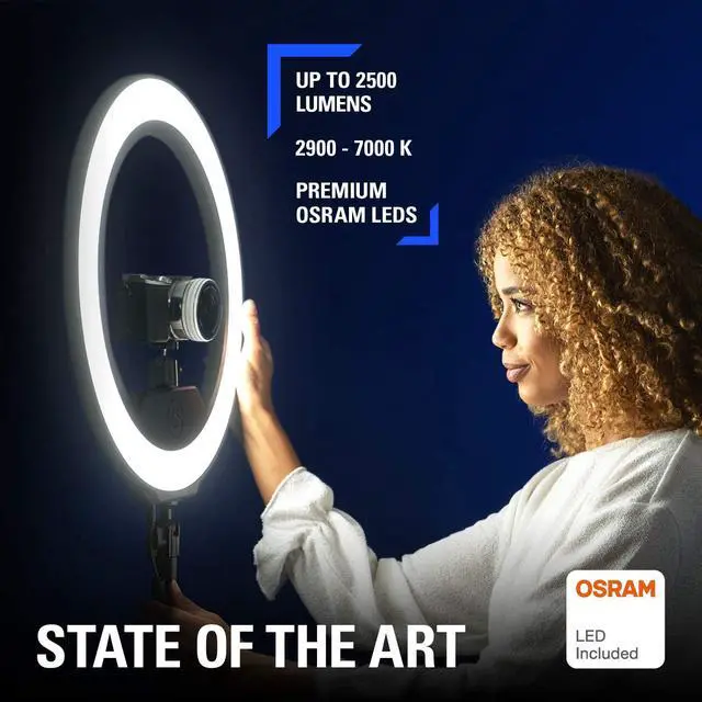 Alt view image 3 of 7 - Elgato Ring Light - Premium 2500 lumens Light with desk clamp and ball mount for Streaming, TikTok, Instagram, Home Office, Temperature and Brightness app-adjustable on Mac, PC, iOS, Android