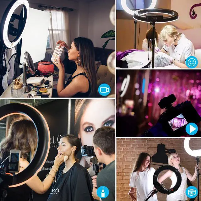 Alt view image 7 of 7 - Ring Light 18 Inch LED Ringlight Kit with 73 inch Tripod Stand with Phone Holder Adjustable 3200-6000k Color Temperature Circle MUA Lighting for Camera for Vlog, Makeup,Youtobe, Video Shooting, Selfie