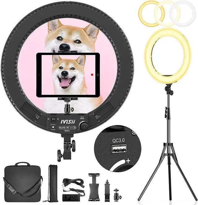 Main image of 18 inch Ring Light with Stand,60W Bi-Color 3000-5800K Professional Ring Lights with Tripod for Makeup Vlog, Tattoo Large Ring Light for Phone Camera Tablet