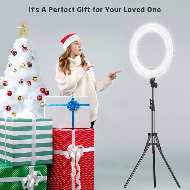 Alt view image 7 of 7 - 18 inch Ring Light with Stand,60W Bi-Color 3000-5800K Professional Ring Lights with Tripod for Makeup Vlog, Tattoo Large Ring Light for Phone Camera Tablet