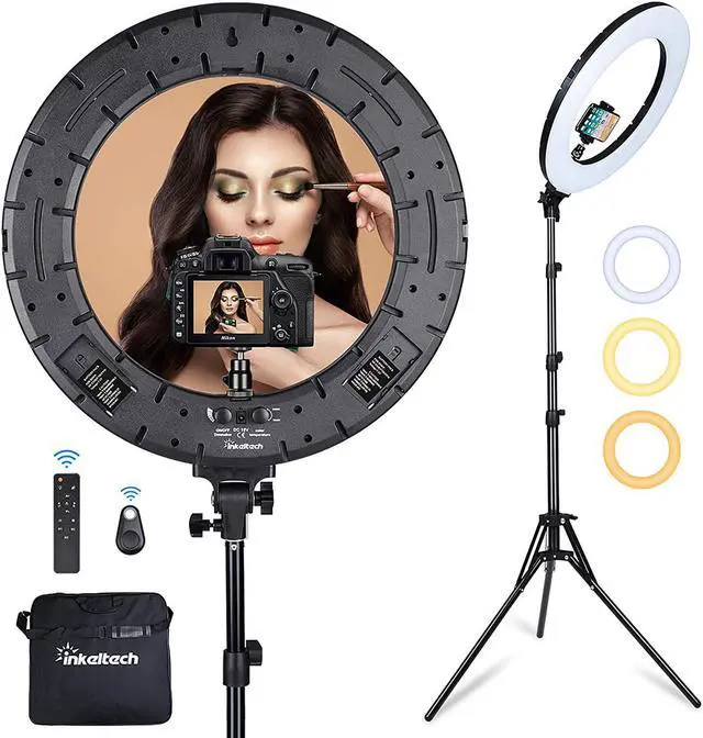 Main image of Ring Light - 18 inch 60 W Dimmable LED Ring Light Kit with Stand - Adjustable 3000-6000 K Color Temperature Lighting for Vlog, Makeup, YouTube, Camera, Photo, Video - Control with Remote