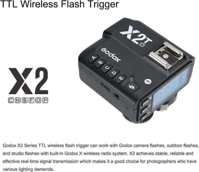 Alt view image 2 of 6 - X2T-O TTL Wireless Flash Trigger for Olympus Panasonic, Support 1/8000s HSS Function, 5 Dedicated Group Button and 3 Function Button for Quick Setting