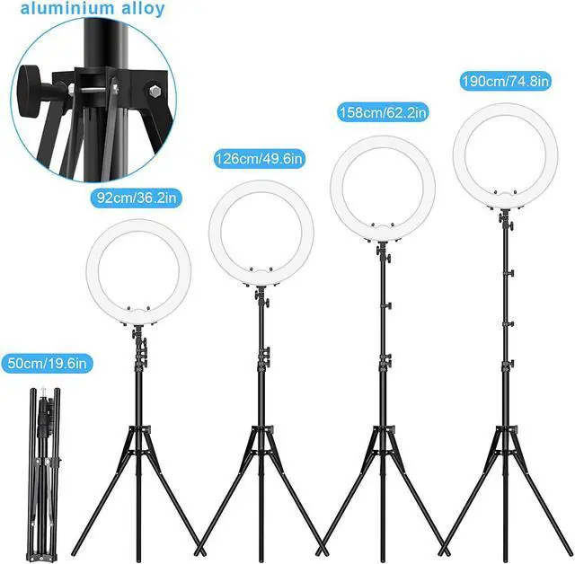Alt view image 5 of 6 - Ring Light with Stand and Phone Holder, IVISII 18 inch Ring Light55W 5500K LED Ring Light for Live Stream/Makeup/YouTube Video, Dimmable LED Beauty Selfie Ring Light for TikTok Photography