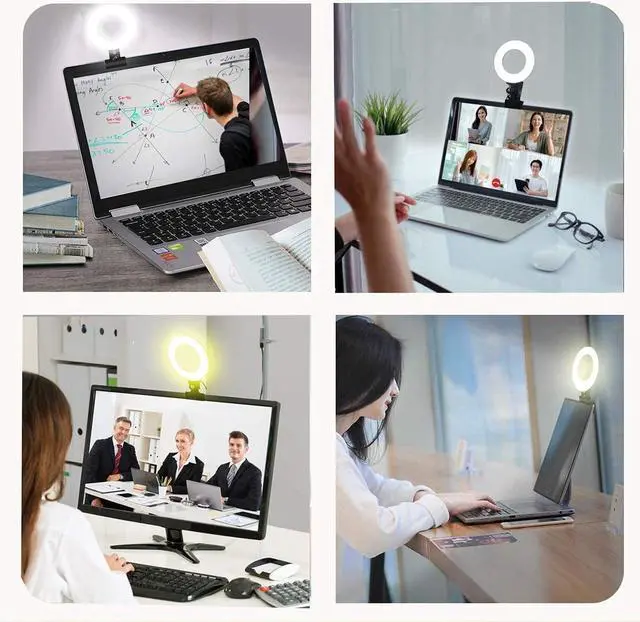 Alt view image 3 of 7 - Video Conference Lighting Kit 3200k-6500K Dimmable Led Ring Light Clip on Laptop Monitor for Remote Working/Zoom Calls/Self Broadcasting/Live Streaming/YouTube Video/TikTok