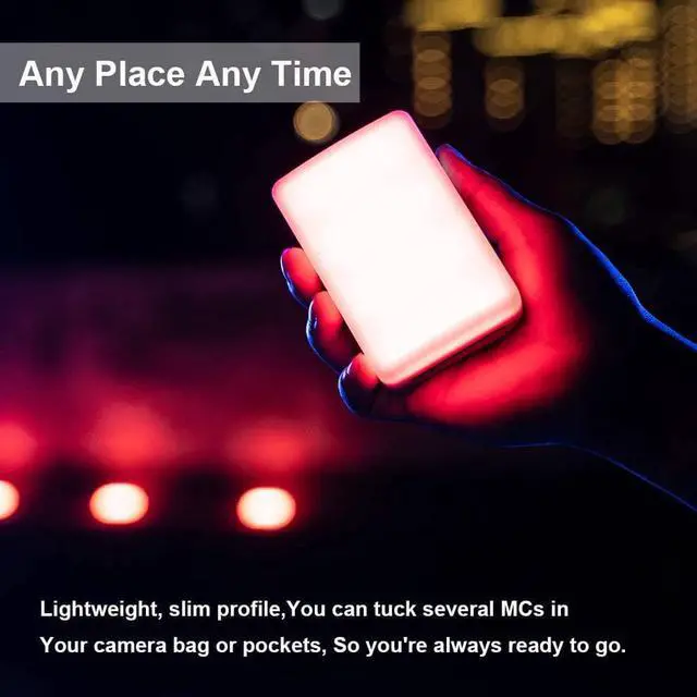 Alt view image 2 of 7 - Aputure MC RGBWW On Camera Video Light | CRI/TLCI 96+, Temperature 3200K-6500K, HSI Mode,Support Magnetic Attraction and App with USB-C PD and Wireless Charging
