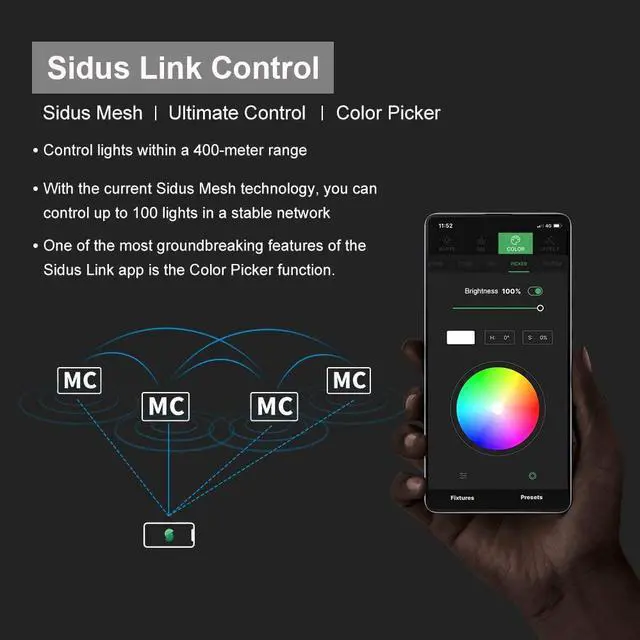 Alt view image 6 of 7 - Aputure MC RGBWW On Camera Video Light | CRI/TLCI 96+, Temperature 3200K-6500K, HSI Mode,Support Magnetic Attraction and App with USB-C PD and Wireless Charging