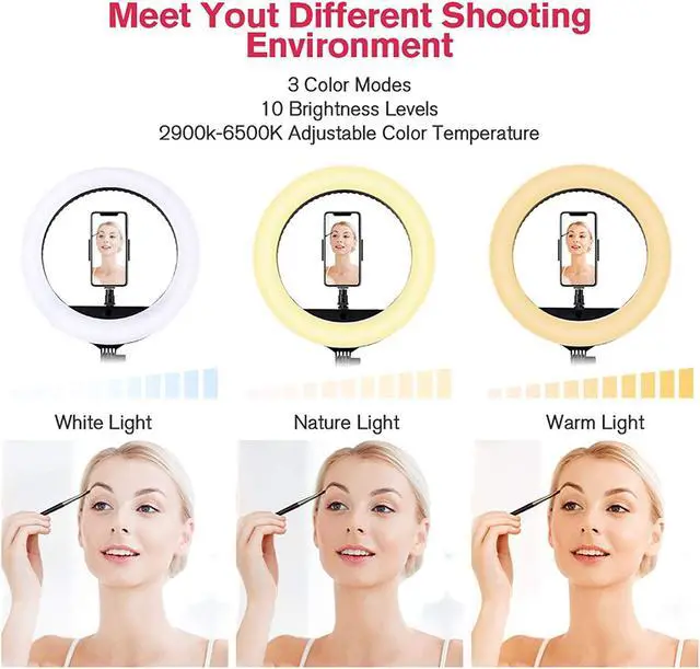 Alt view image 2 of 7 - 18 inch LED Ring Light with Tripod Stand Dimmable Makeup Selfie Ring light for Studio Portrait YouTube Vlog Video Shooting with Carrying Bag and Remote Controller, CRI 90