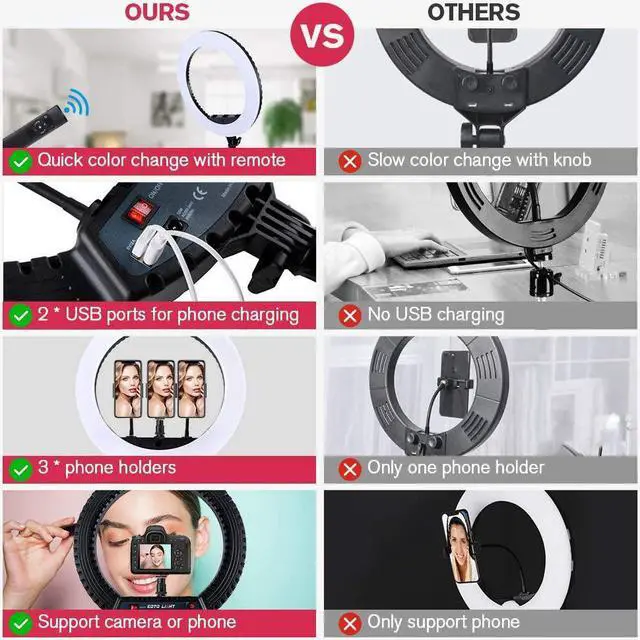 Alt view image 4 of 7 - 18 inch LED Ring Light with Tripod Stand Dimmable Makeup Selfie Ring light for Studio Portrait YouTube Vlog Video Shooting with Carrying Bag and Remote Controller, CRI 90