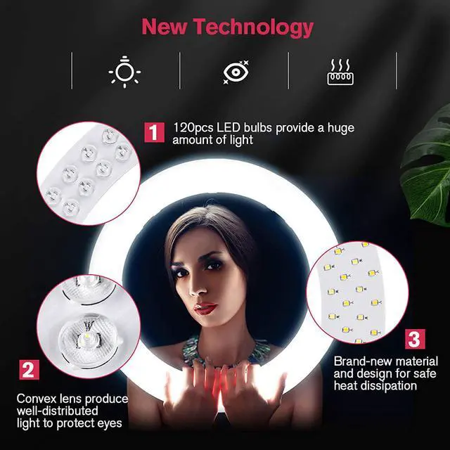Alt view image 6 of 7 - 18 inch LED Ring Light with Tripod Stand Dimmable Makeup Selfie Ring light for Studio Portrait YouTube Vlog Video Shooting with Carrying Bag and Remote Controller, CRI 90