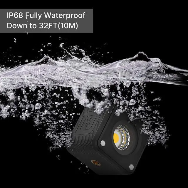 Alt view image 2 of 5 - LED Video Light Waterproof IP68 Camera Lighting Kit Mini Cube with 8 Color Gel Filters, Dimmable Portable Fill Photography Light 5500K CRI95+ for DSLR Camera Sony Canon Nikon Action Camera