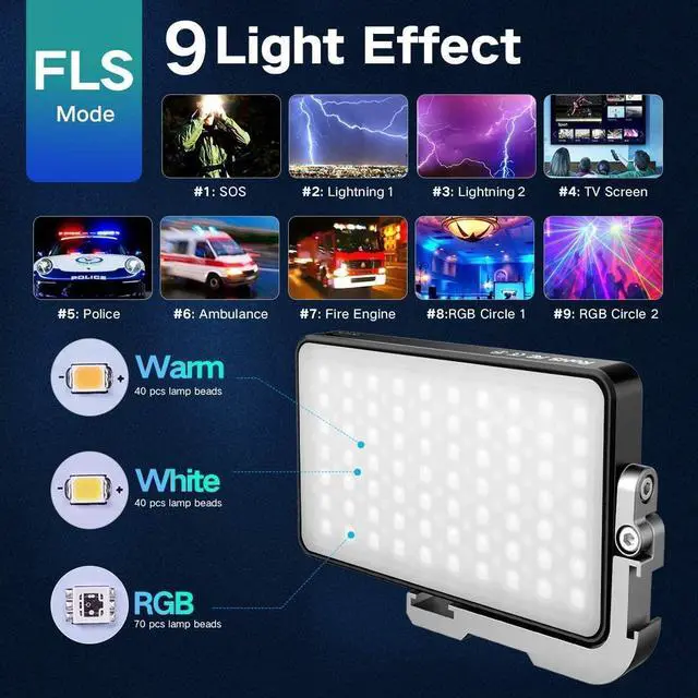 Alt view image 4 of 6 - G2 RGB Portable On Camera Light, Built-in 4300mAh Lithium Battery Video Conference Lighting, 2600-10000K 12W Full Color LED Light Panel for Photography, Studio, Wedding Shooting