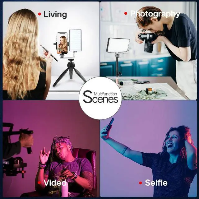 Alt view image 6 of 6 - G2 RGB Portable On Camera Light, Built-in 4300mAh Lithium Battery Video Conference Lighting, 2600-10000K 12W Full Color LED Light Panel for Photography, Studio, Wedding Shooting