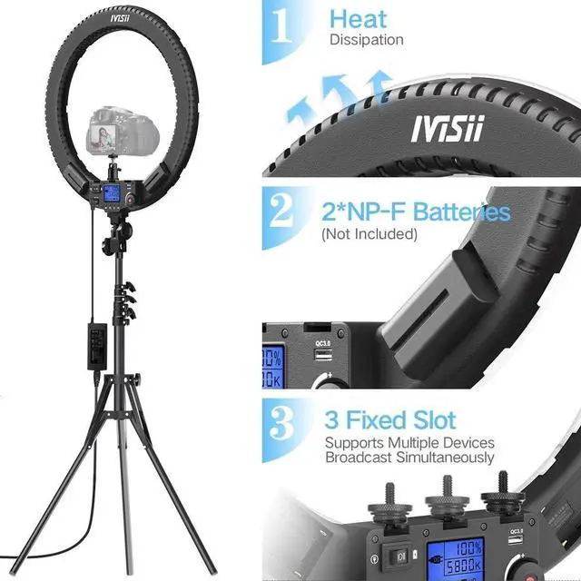 Alt view image 3 of 7 - 19 inch Ring Light with Remote Controller and Stand ipad Holder,60W Bi-Color with 4 Color Soft Filters for Live Stream/Makeup/YouTube Video/TikTok/Zoom/Photography