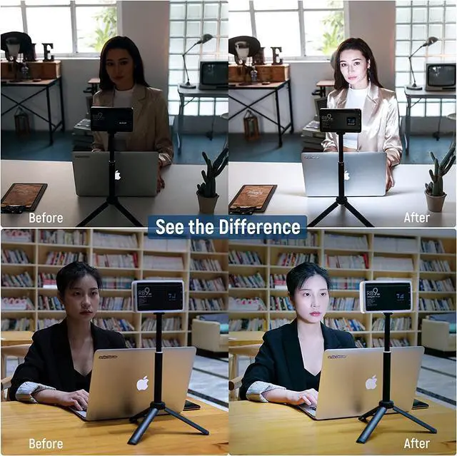 Alt view image 7 of 7 - Weeylite RB9 RGB Camera Video Light, App Control 12W LED On Camera Light with Tripod, 2500-8500K 360° Full Color CRI 95+ RGB Video Light Panel for Portable Photography Lighting Video Recording TikTok