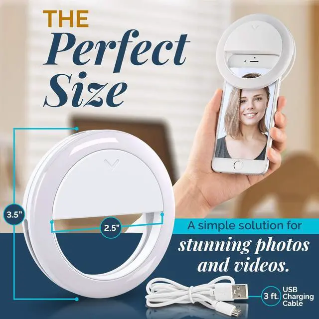Alt view image 5 of 7 - Selfie Ring Light for Computer or Phone - iPhone Compatible LED Lighting for Laptop Webcam Video Recording - Rechargeable Circle Clip on Ringlight - Cute Stuff & Room Decor for Teen Girls