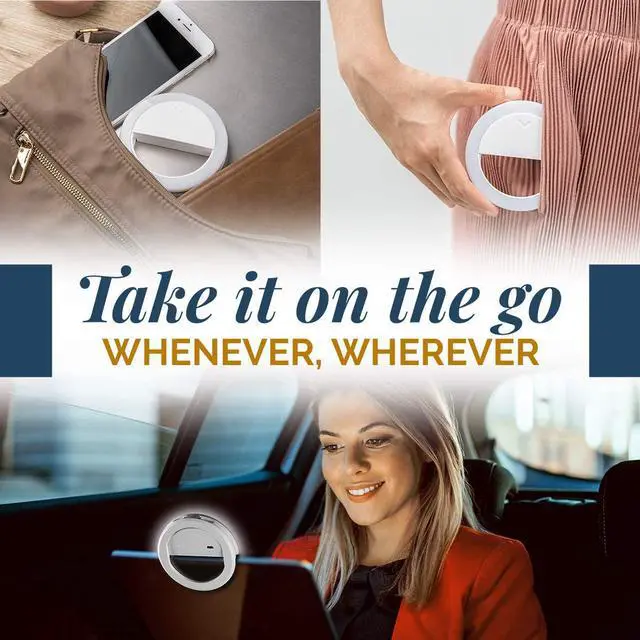 Alt view image 7 of 7 - Selfie Ring Light for Computer or Phone - iPhone Compatible LED Lighting for Laptop Webcam Video Recording - Rechargeable Circle Clip on Ringlight - Cute Stuff & Room Decor for Teen Girls