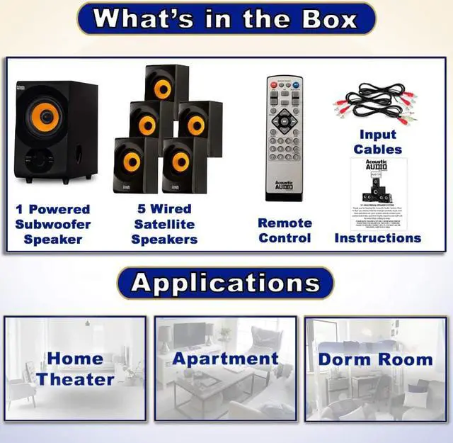 Alt view image 6 of 7 - Acoustic Audio AA5170 Home Theater 5.1 Bluetooth Speaker System 700W with Powered Sub