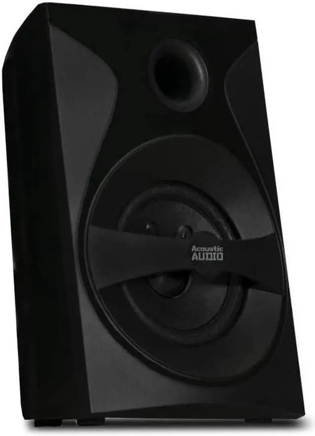 Alt view image 6 of 7 - Acoustic Audio by Goldwood Bluetooth 5.1 Surround Sound System with LED Light Display, FM Tuner, USB and SD Card Inputs - 6-Piece Home Theater Speaker Set, includes Remote Control - AA5400 Black