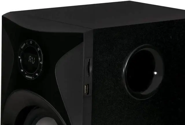 Alt view image 4 of 7 - Acoustic Audio by Goldwood Bluetooth 5.1 Surround Sound System with LED Light Display, FM Tuner, USB and SD Card Inputs - 6-Piece Home Theater Speaker Set, includes Remote Control - AA5400 Black