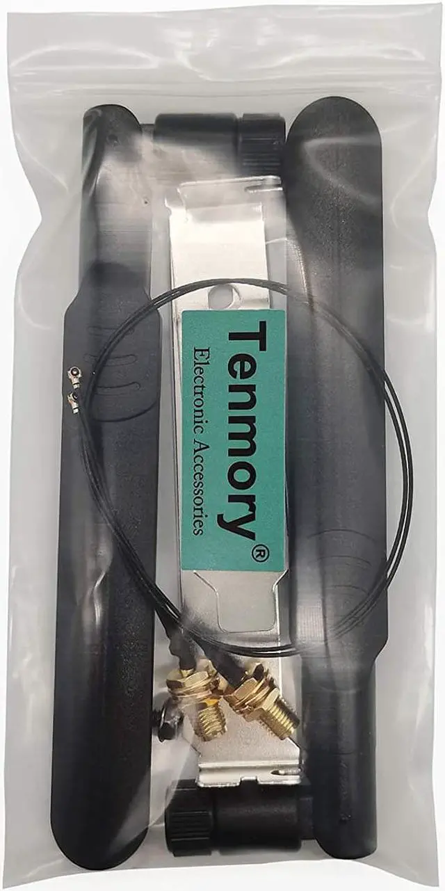 Alt view image 7 of 7 - WiFi Antenna 8dBi RP-SMA Male 2.4Ghz 5.8Ghz Dual Band + 10in U.FL IPEX MHF4 to RP SMA Female Extension Cable for M.2 NGFF + Computer Back Slot Cover Bracket