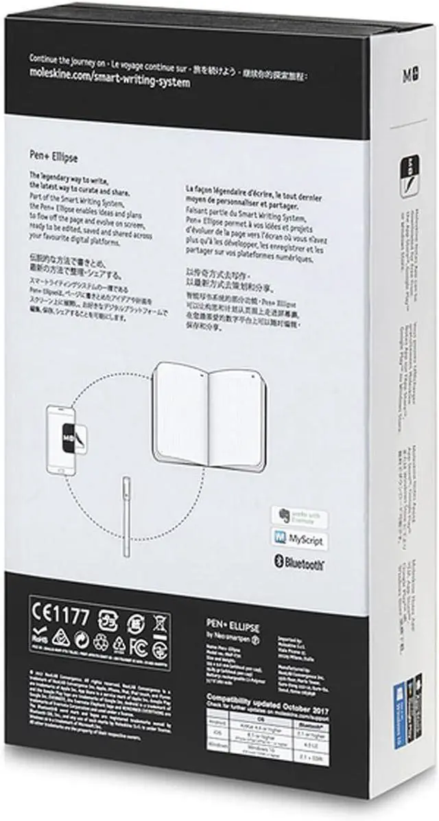 Alt view image 7 of 7 - Moleskine Pen+ Ellipse Smart Pen - Designed for Use With Notes App for Digitally Storing Notes (Only Compatible With Smart Notebooks, Sold Separately), Black, One Size (718889)