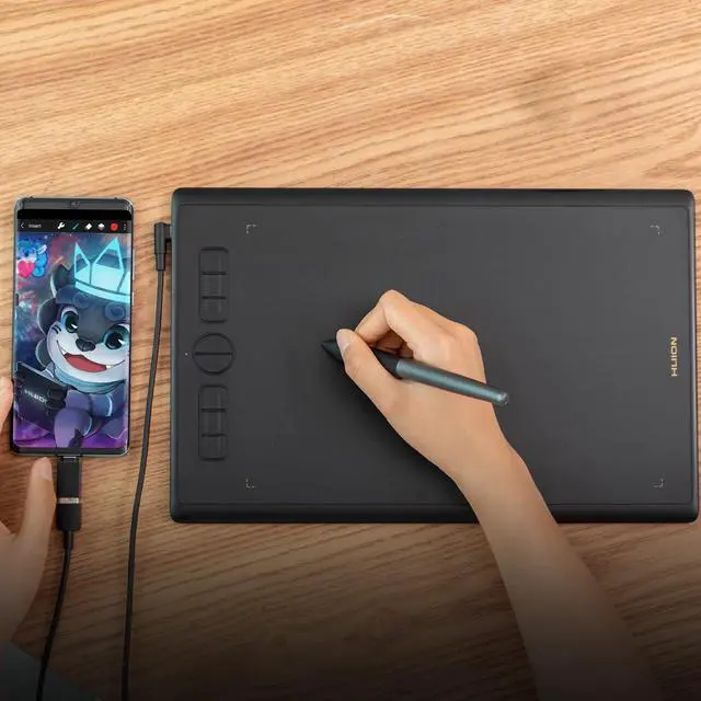 Alt view image 6 of 7 - Drawing Tablet HUION Inspiroy H610X 10x6 inch Large Graphics Tablet with Battery-Free Stylus for Digital Art & Graphic Design, Compatible with Mac, Windows PC, Linux & Android