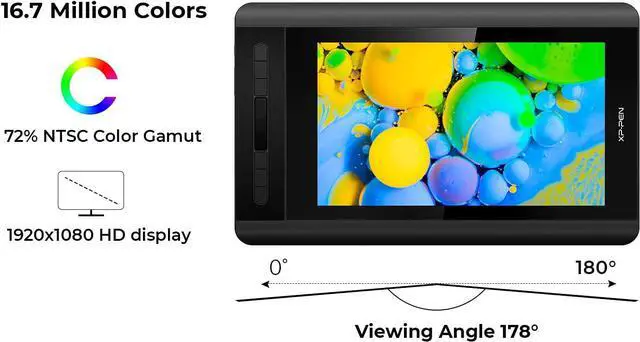 Alt view image 3 of 7 - XP-PEN Artist12 11.6 Inch FHD Drawing Monitor Pen Display Graphic Monitor with PN06 Battery-Free Multi-Function Pen Holder and Glove 8192 Pressure Sensitivity