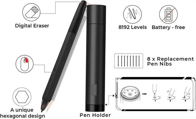 Alt view image 4 of 7 - XP-PEN Artist12 11.6 Inch FHD Drawing Monitor Pen Display Graphic Monitor with PN06 Battery-Free Multi-Function Pen Holder and Glove 8192 Pressure Sensitivity