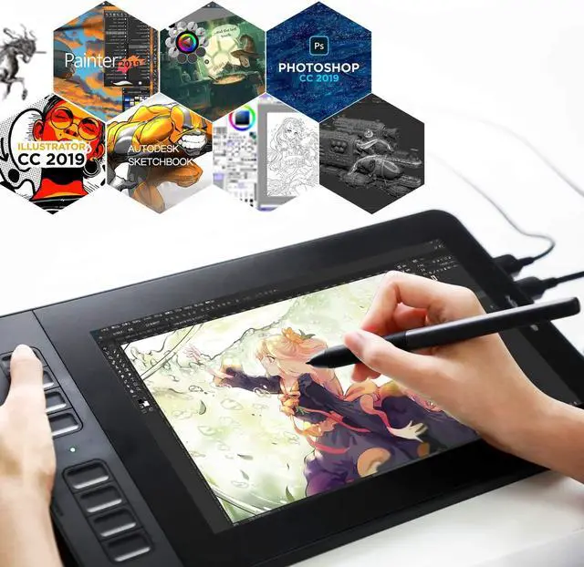 Alt view image 7 of 7 - GAOMON PD1161 11.6 Inch Tilt Support Drawing Monitor,Pen Display,Graphic Drawing Tablet with Screen,Battery-Free Pen AP50 & 8 Shortcut Keys, for Drawing, Animation, Design, Photo/Video Editing Black