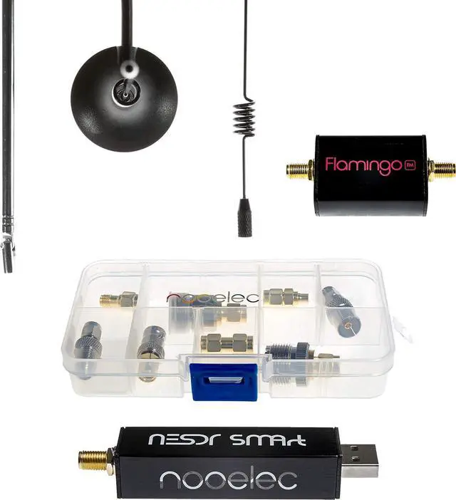 Main image of NESDR SMArt v5 RTL-SDR Essentials Starter Kit - Includes Everything to Start with Software Defined Radio Including Premium SDR, Flamingo FM Bandstop Filter, 3 Antennas, 10 Adapters & Case